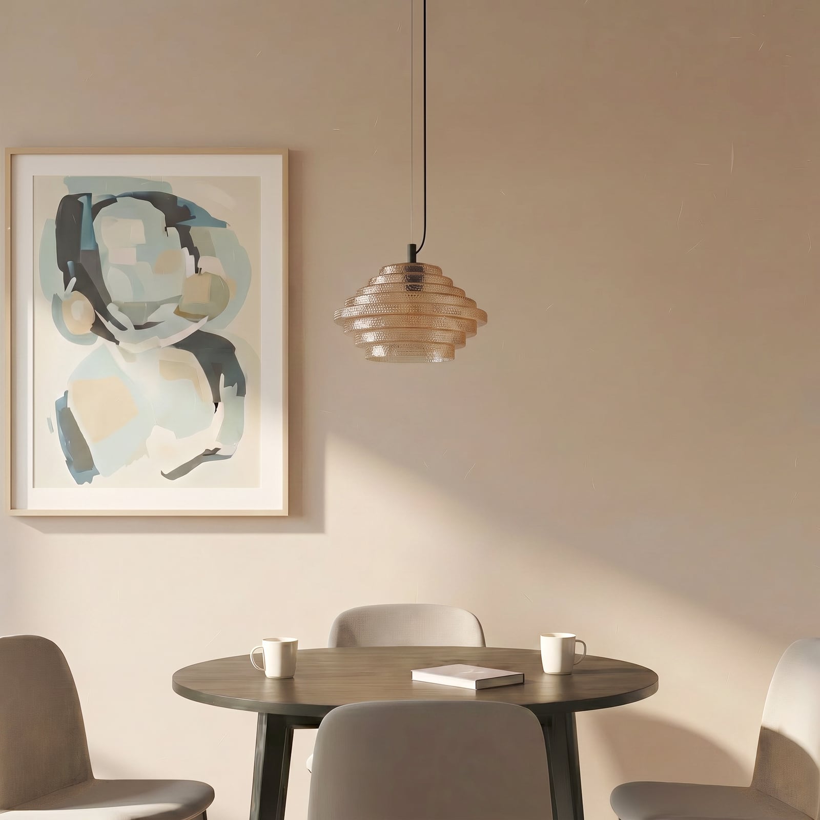 Suspension Lindby Orliana, Ø 35 cm, ambre, verre