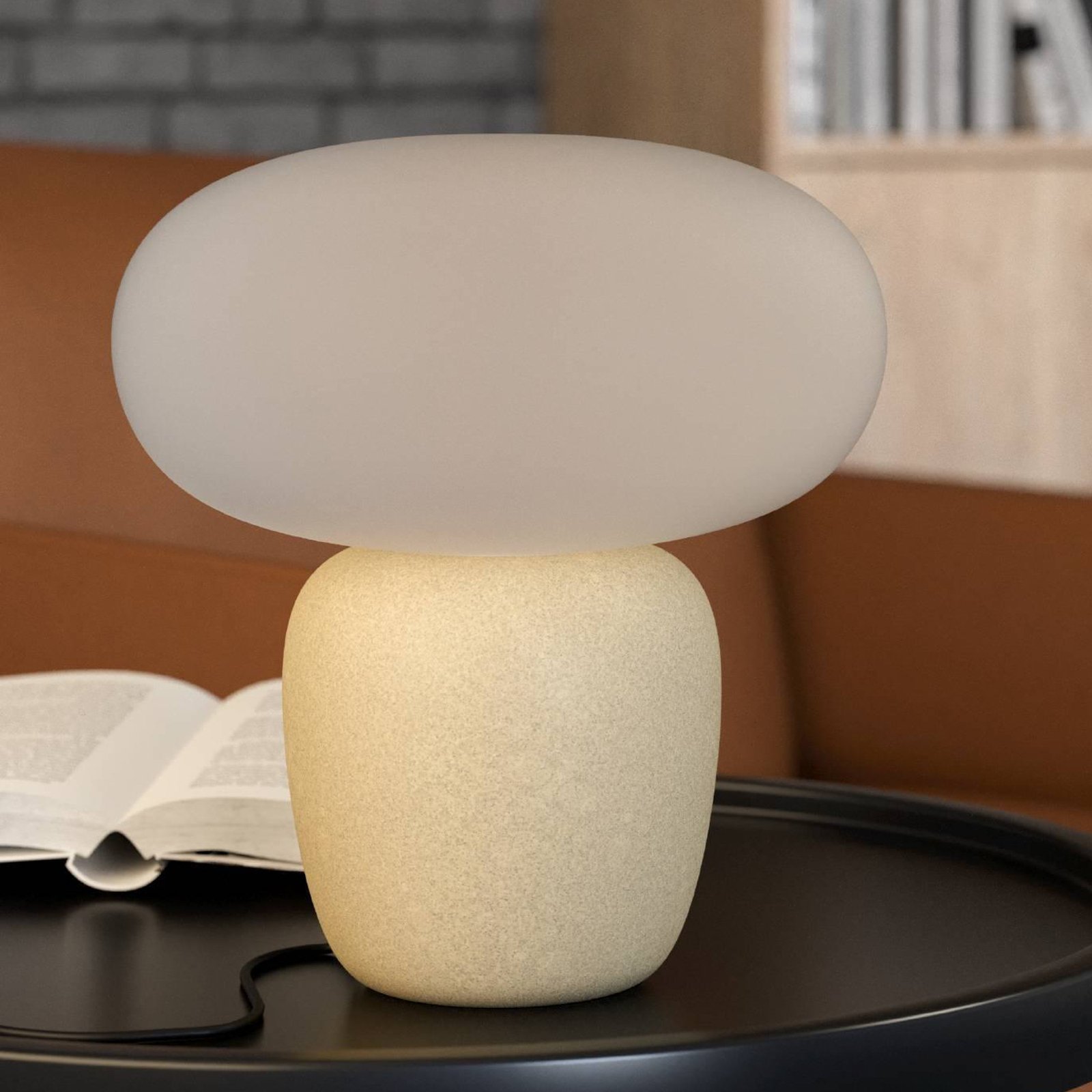 Cahuama table lamp, light brown/white, ceramic