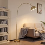 Lindby Bogenlampe Lennart, messing, höhenverstellbar, E27