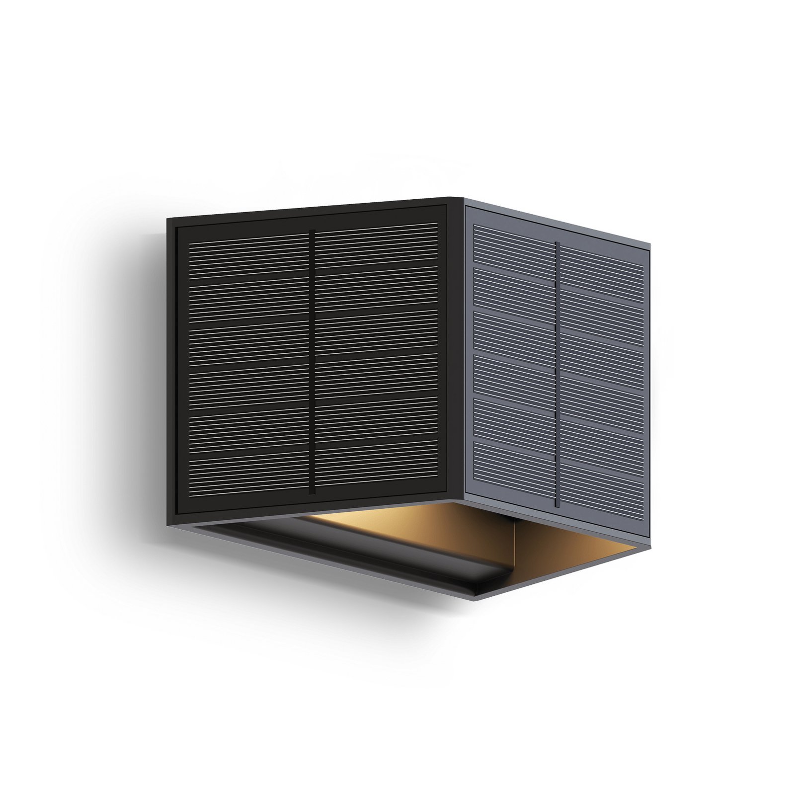 Calex Caserta solar LED outdoor wall light, up/down, black
