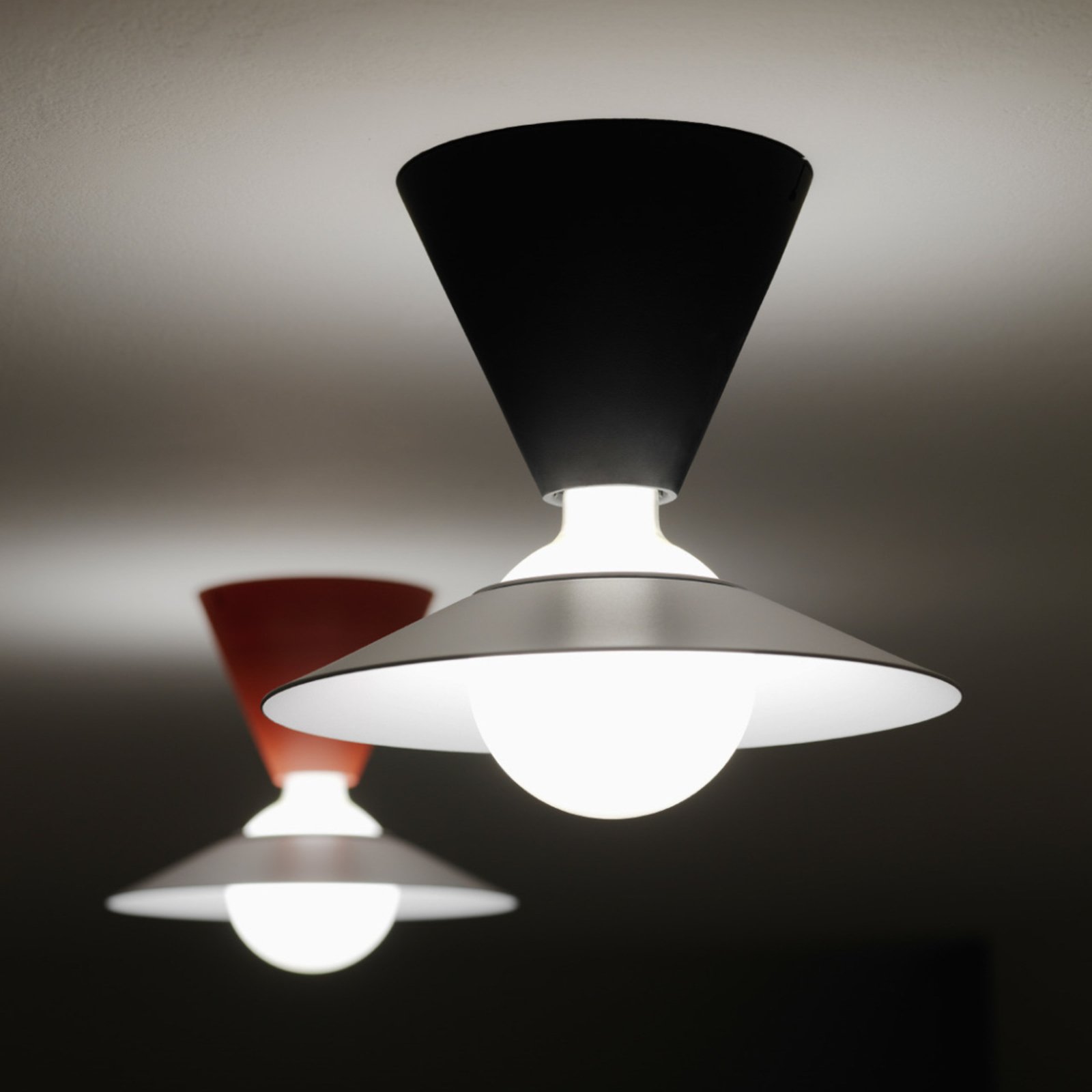 Plafone LED Fante, rosso, 2.700 K - Stilnovo Plafone LED Fante, rosso, 2.700 K - Stilnovo