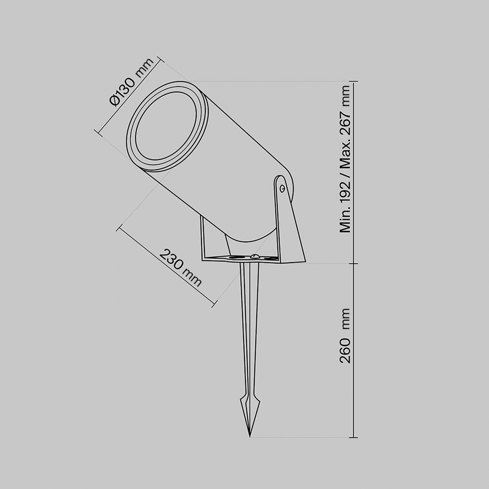Maytoni LED-Erdspießstrahler Bern, γραφίτη, Ø 13 cm, IP65