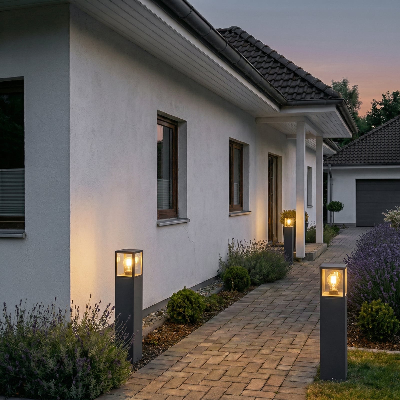 Lucande Borne lumineuse Klemens, 65 cm, anthracite, métal, E27