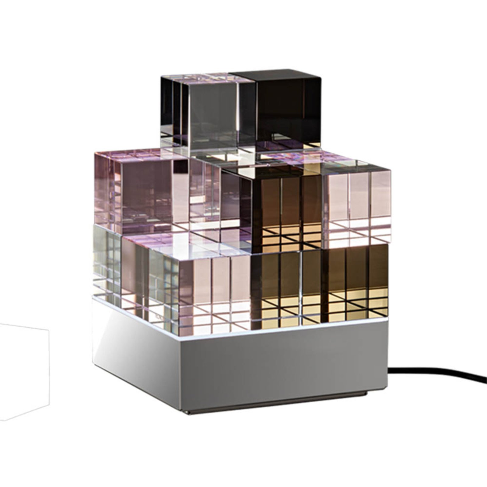 TECNOLUMEN Cubelight LED-bordlampe, rosa/svart