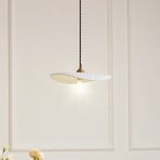 Lindby pendant light Annira, Ø 29 cm, ceramic, white/brass