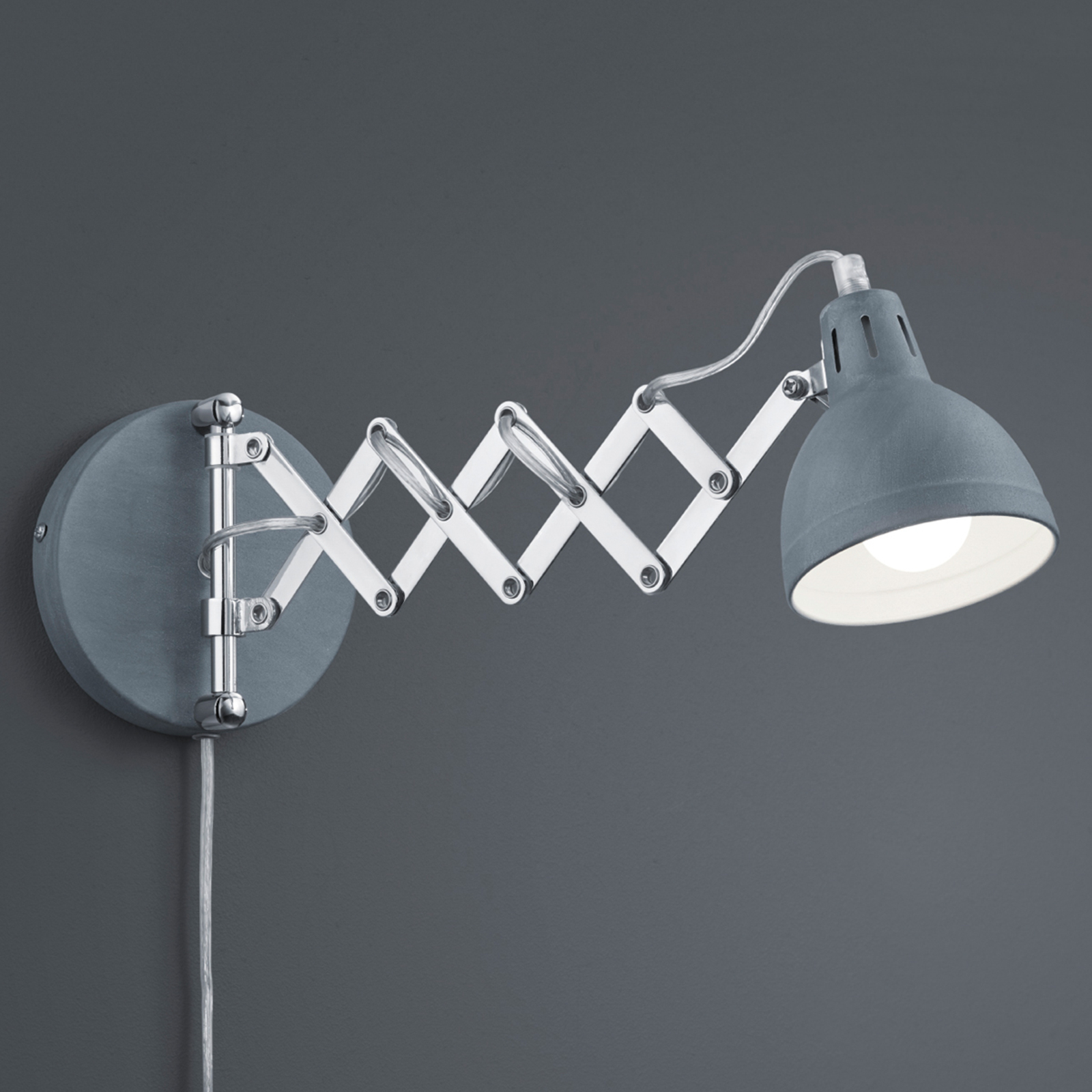 Concretetone wall light Scissor with concertina Lights.co.uk