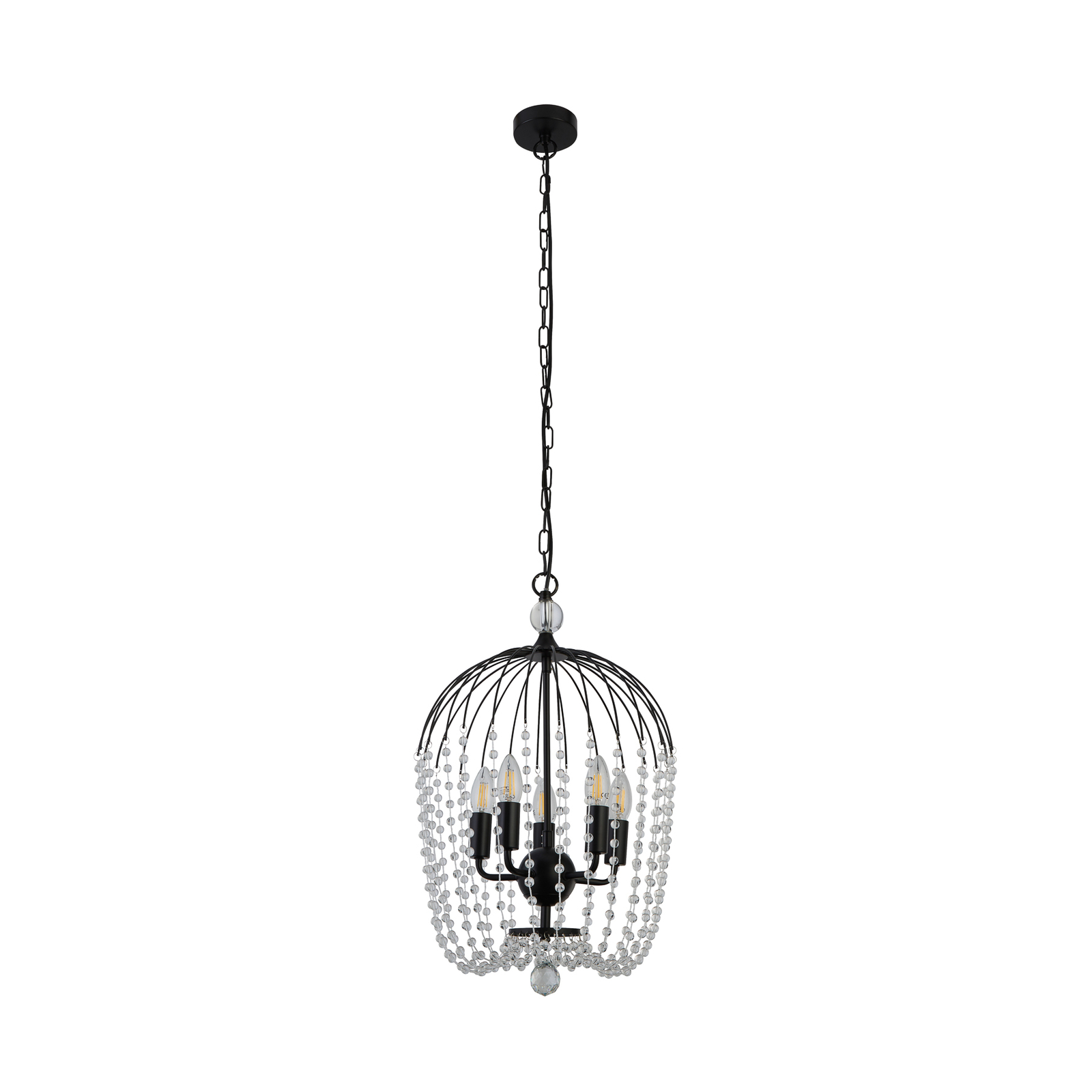 Suspension Shower, noir/clair, verre cristal, E14, Ø 36cm