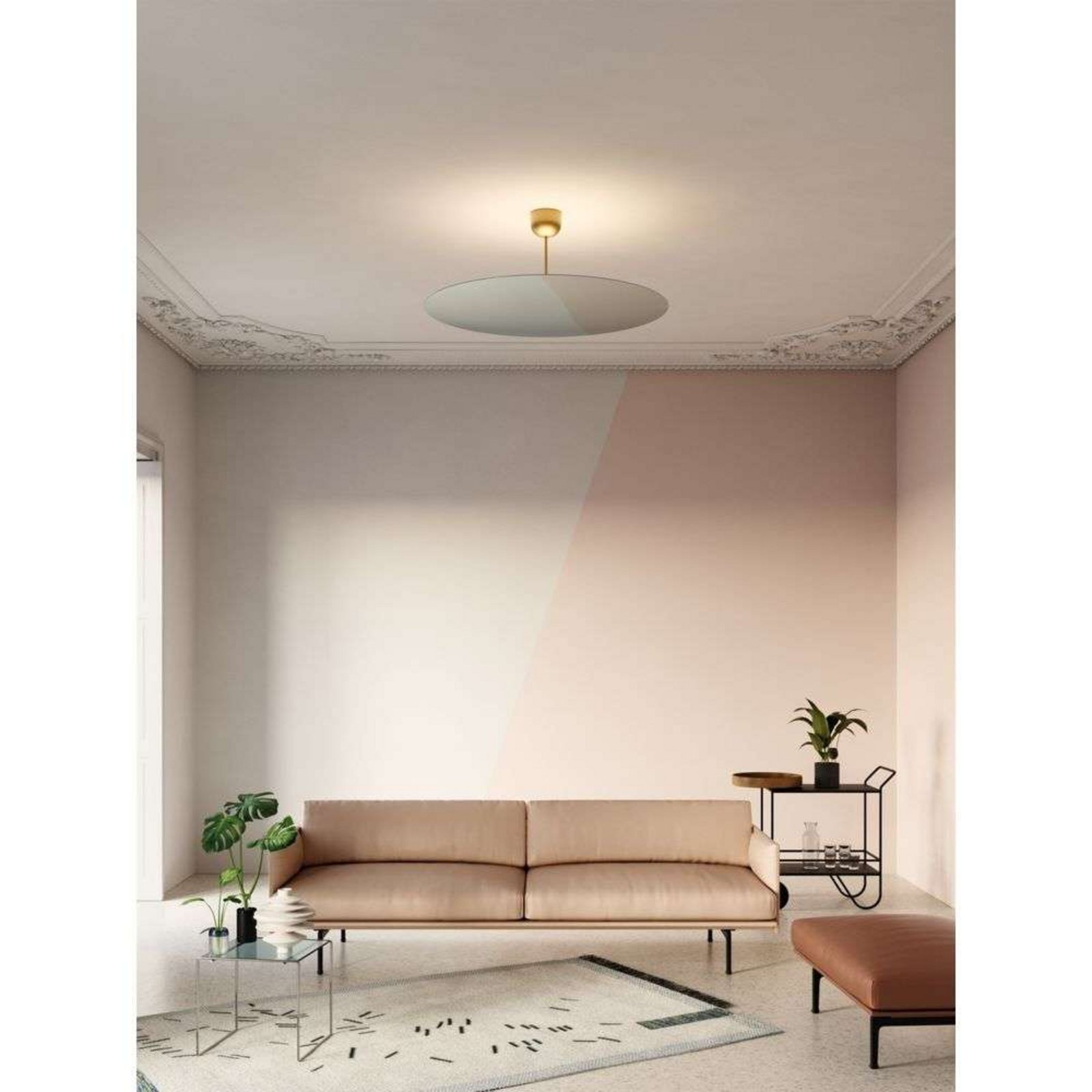 Millimetro Stropní Lampa H33 Ø85 Brass/Mirror - Luceplan