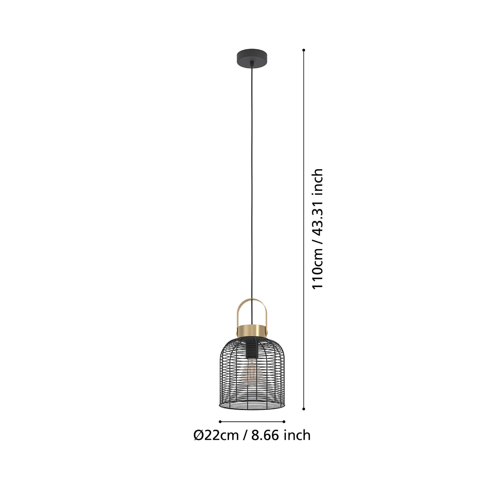 Függő világítás Roundham, átmérő 22 cm