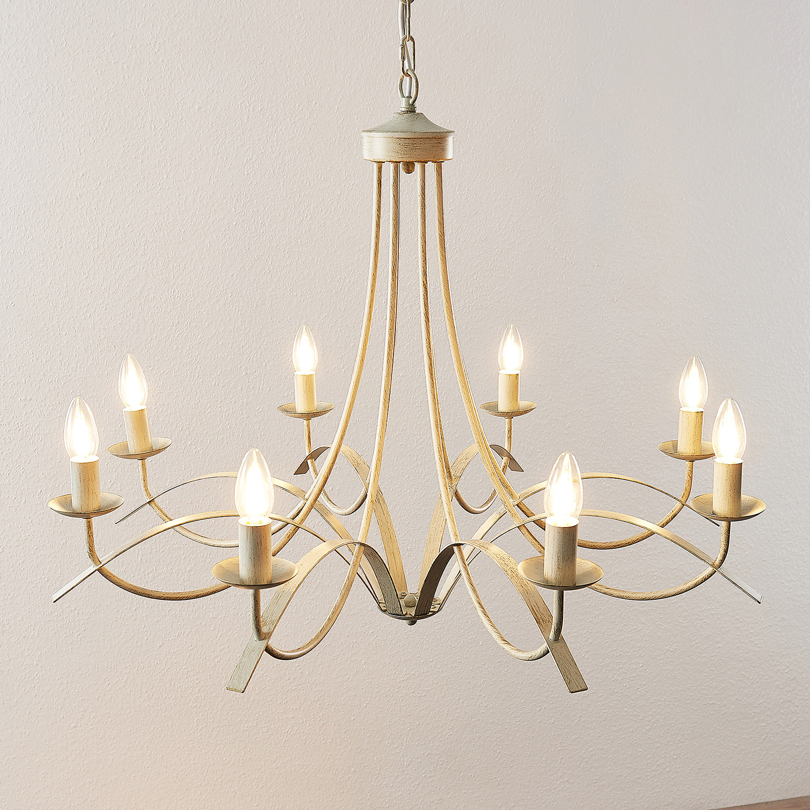 Amonja Kronleuchter, 8-flammig, weiß