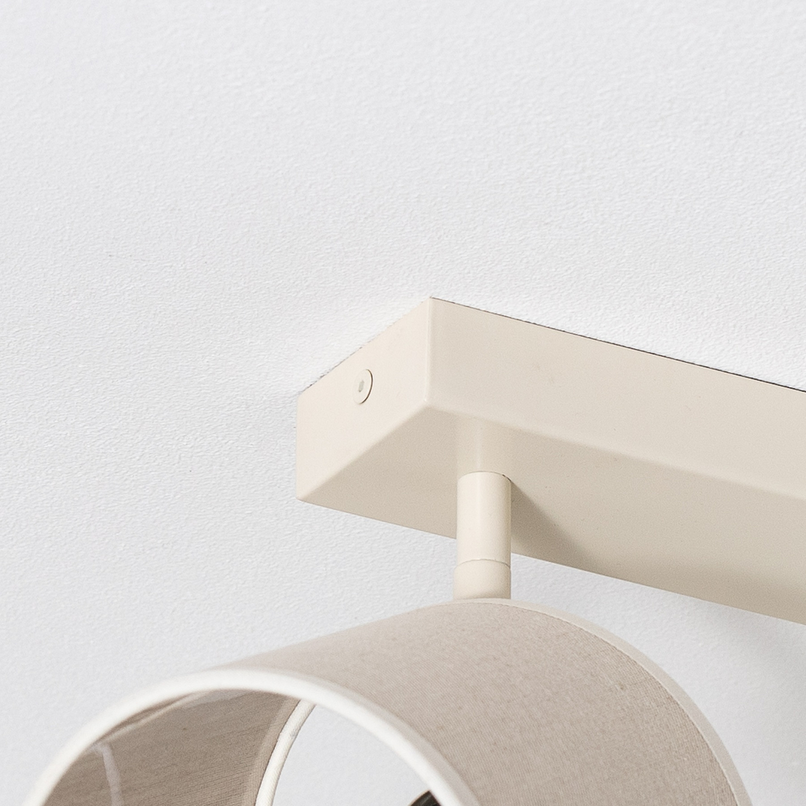 Plafonnier Suerte, blanc crème, textile en lin, à 4 lampes