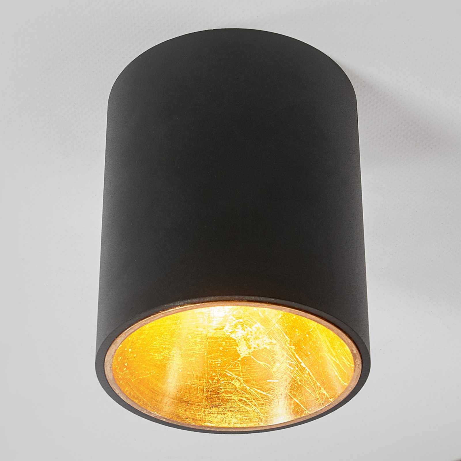 Plafonnier LED Juma noir-doré, rond