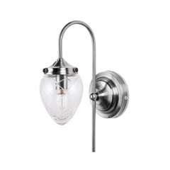 Juni Aplique de Pared IP44 Antiguo Acero/Transparente - Globen Lighting