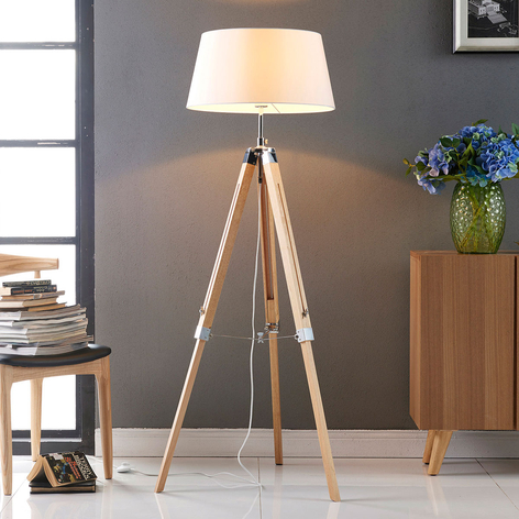 Lampadaire Katie avec trépied en bois