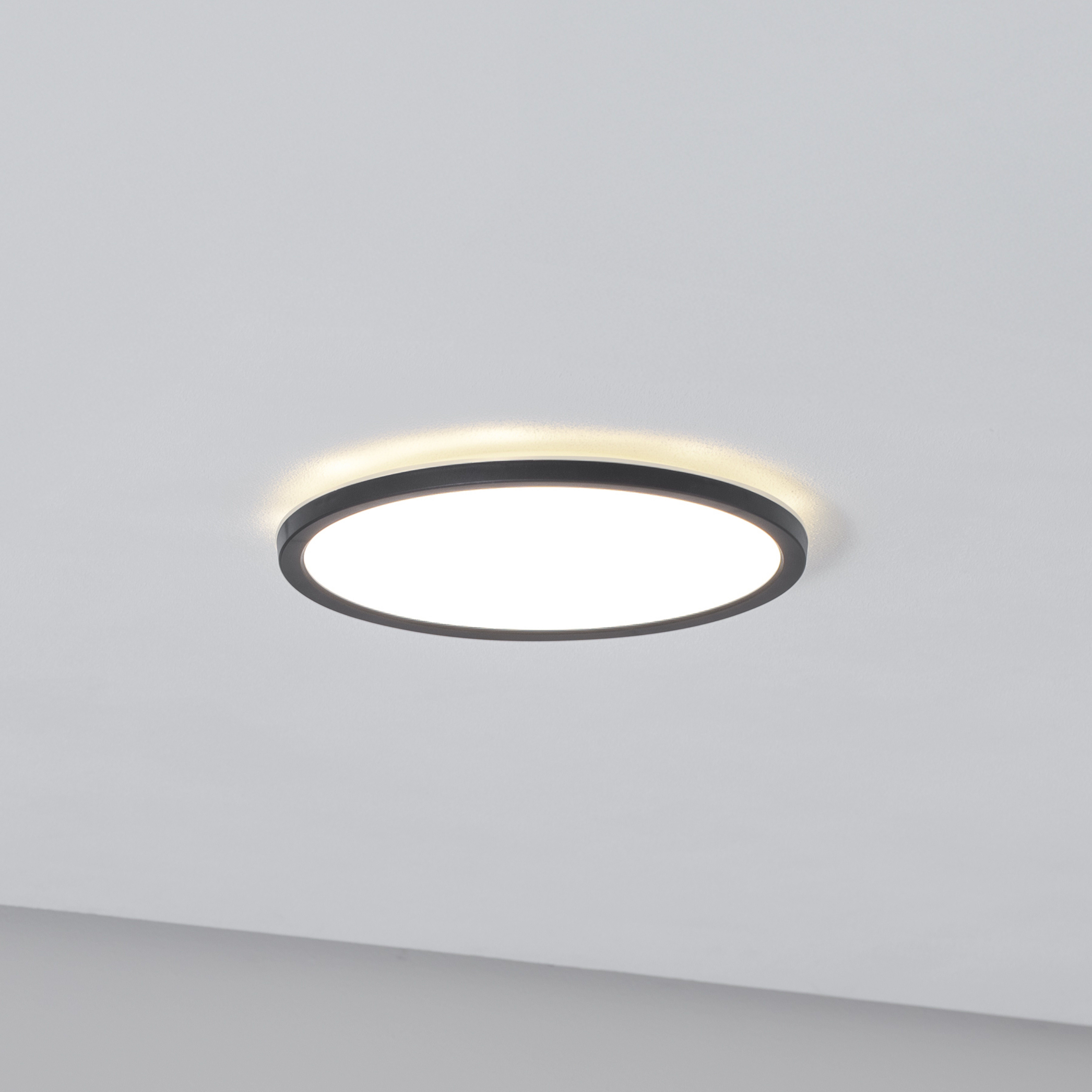 Panneau LED Aqua, Ø 30 cm, noir, métal/plastique, CCT à intensité variable