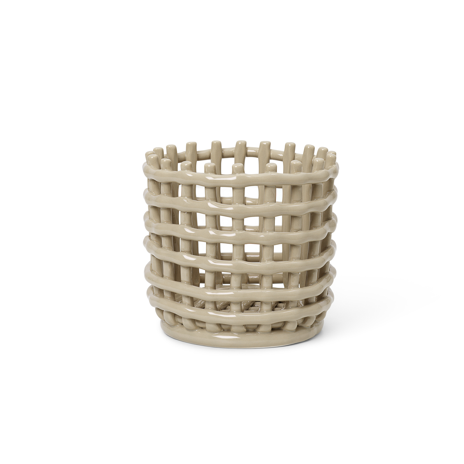 ferm LIVING Keramisk kurv, rund, Ø 16 cm, beige, keramik