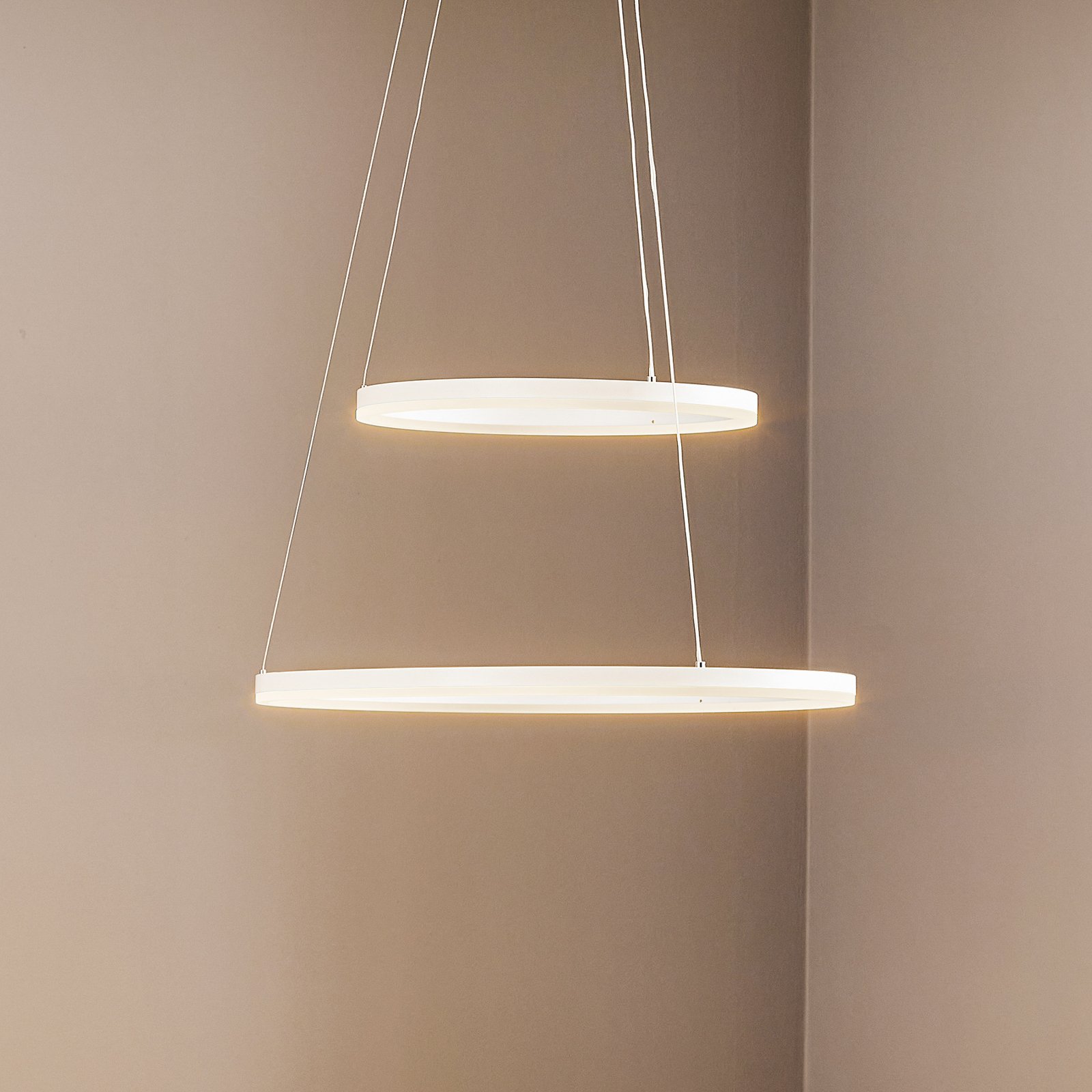 Lampada LED a sospensione Giotto, 2 luci, bianco