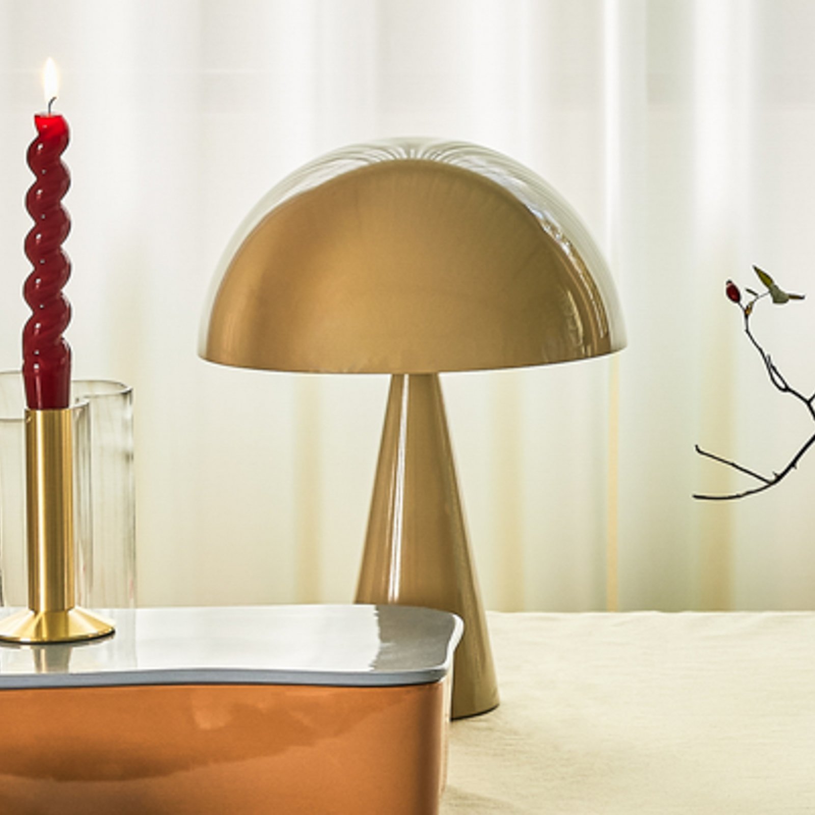 Mush Mini Lampe de Table Sand/Red - Hübsch