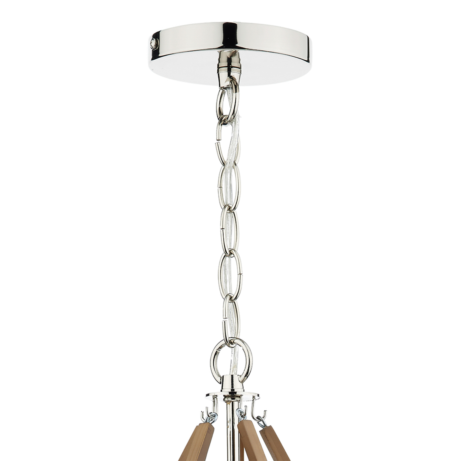 Hotel pendant light in nickel with wooden details
