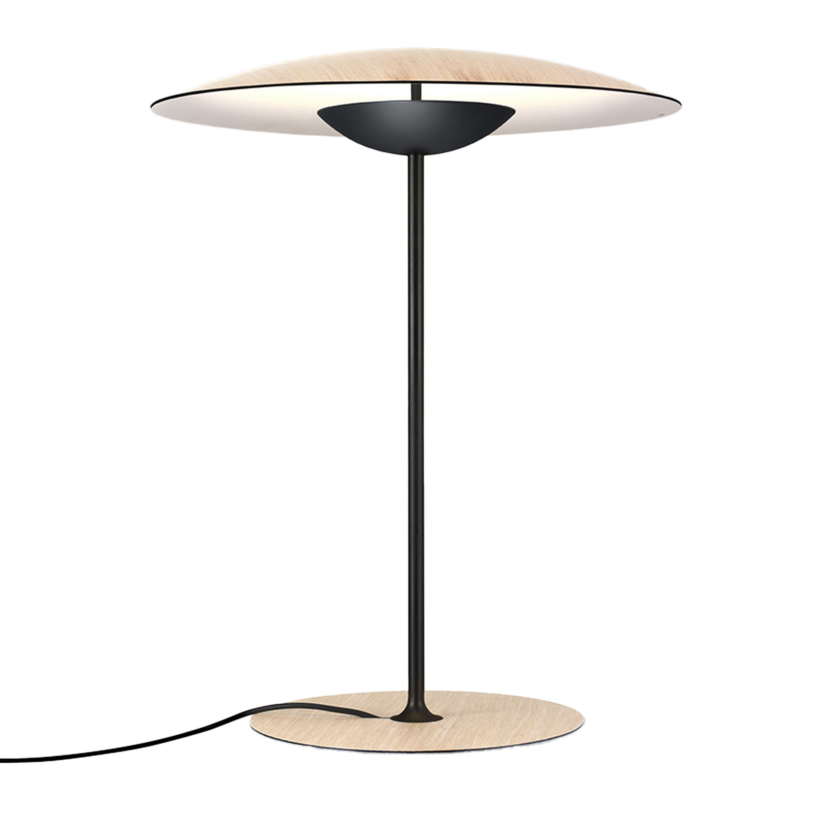 MARSET Ginger M LED-es asztali lámpa Ø42cm tölgy/fehér