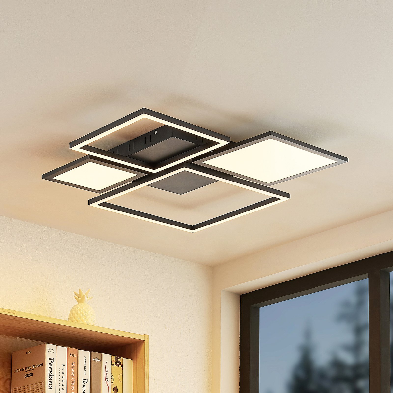 Lámpara de techo LED Narumi de Lucande CCT, 75 cm, negra
