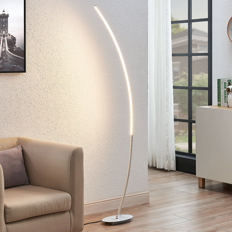 Lampada LED ad arco Nalevi, argento spazzolato