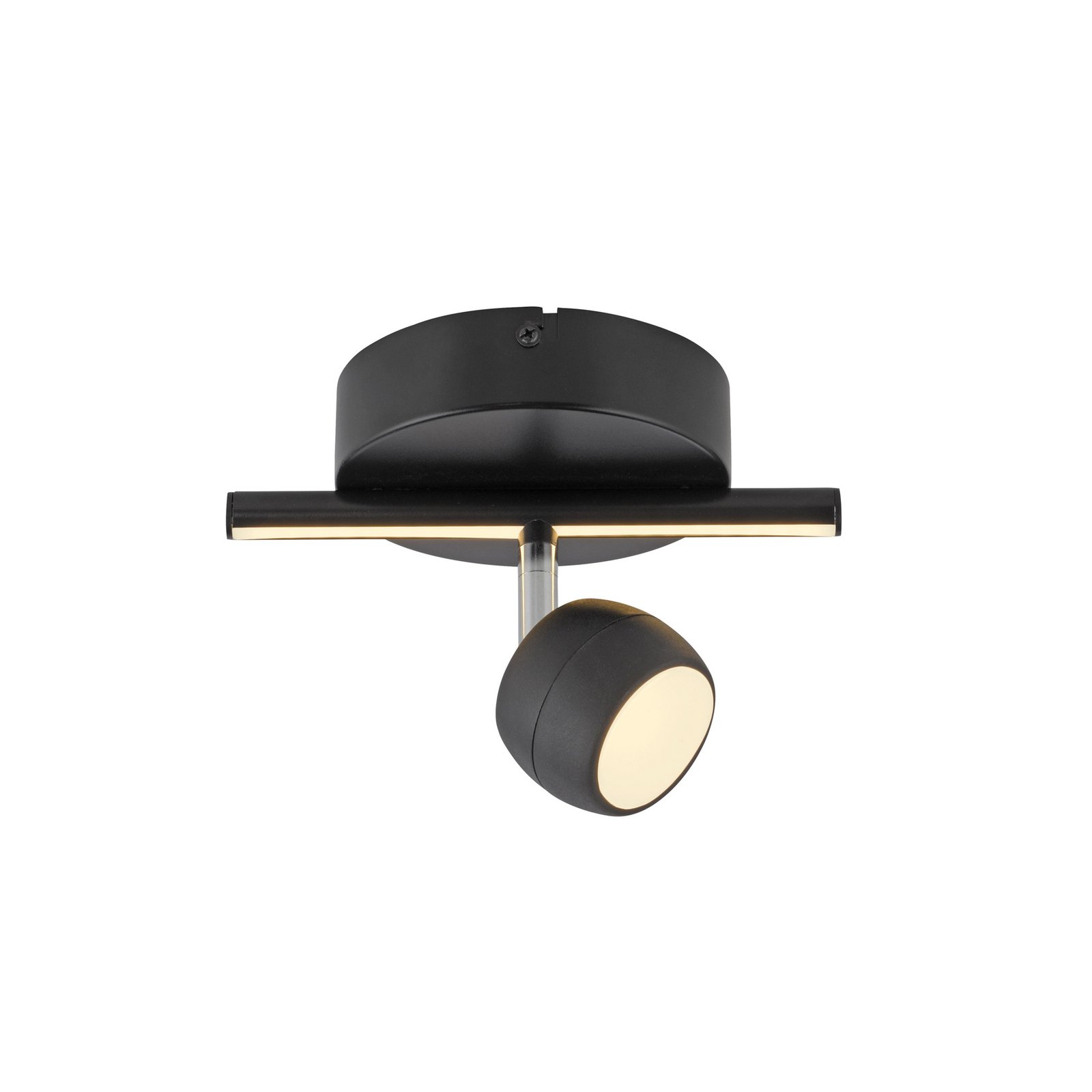 JUST LIGHT. LED-kattospotti Jarik, 1-lamppuinen, musta, 3 000 K