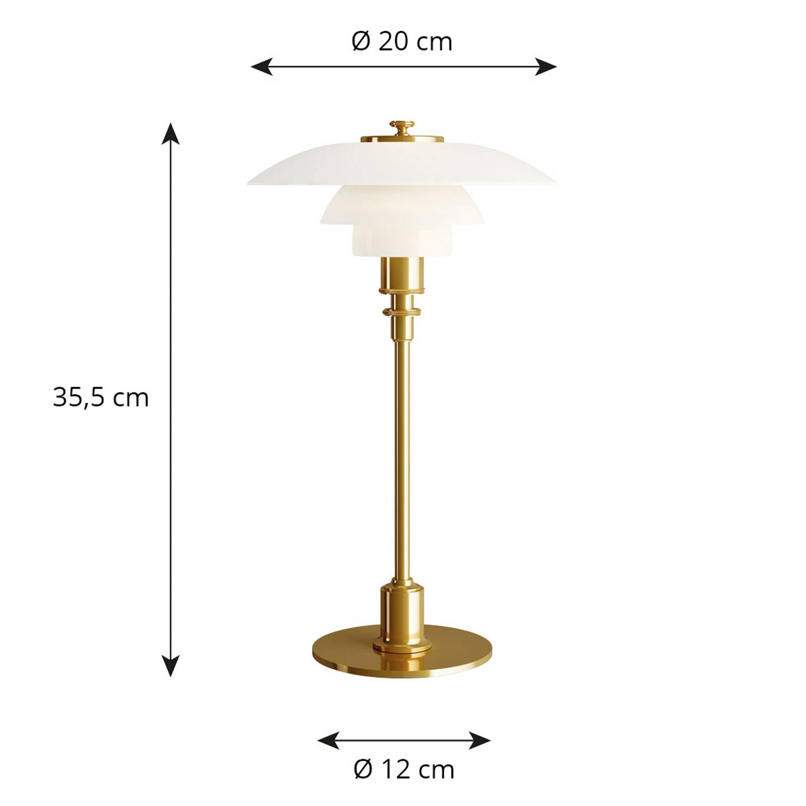  Louis Poulsen Louis Poulsen Ph 2/1 Tischlampe Messing-weiß 
