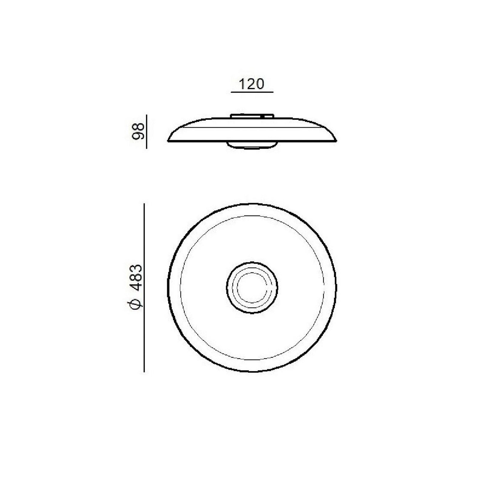 LED stropna svjetiljka Basin_P, crna, metalna, Ø 48 cm