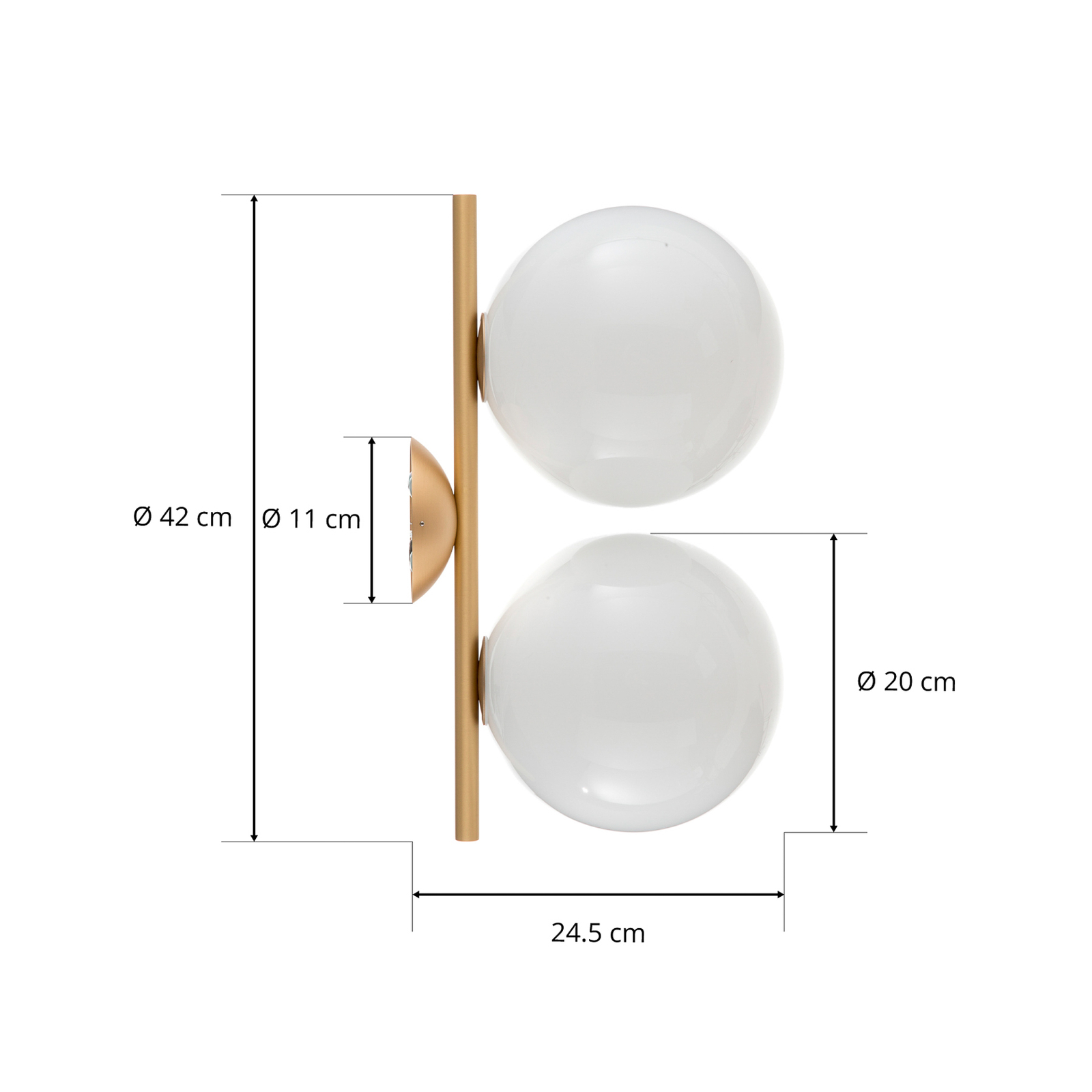 FLOS IC C/W1 Double wall light brass Ø 20 cm