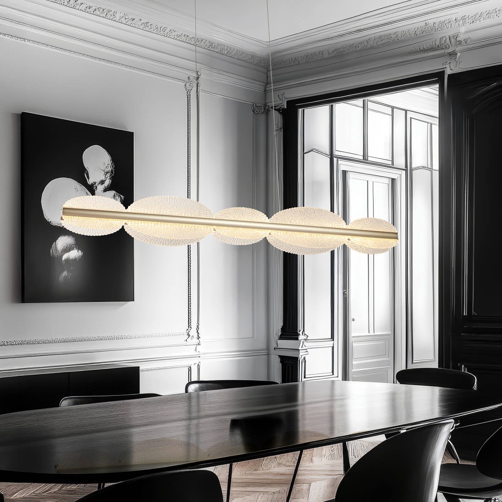 Viokef Suspension LED Evana couleur argent, longueur 120 cm, métal