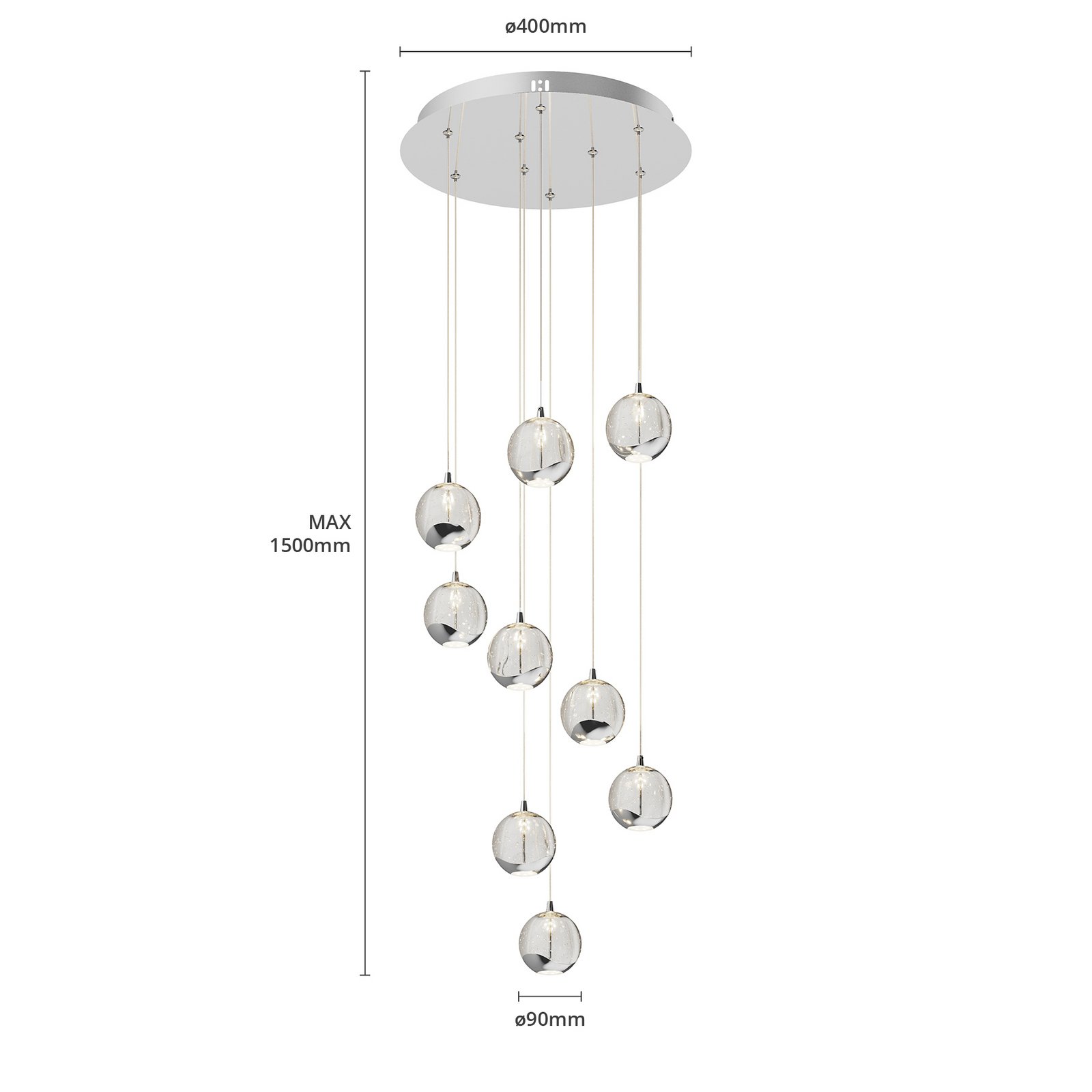 Hayley 9 Taklampa Clear/Chrome - Lucande
