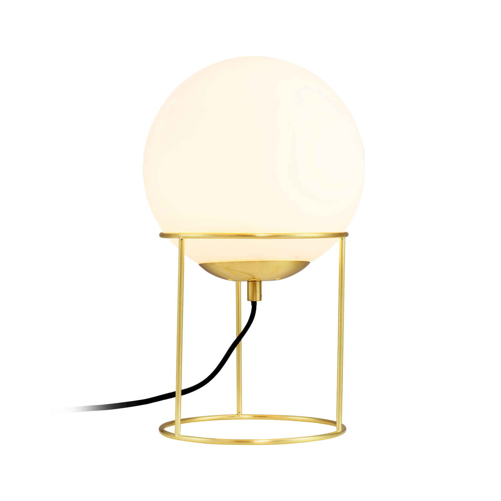 Dyberg Larsen table lamp Madrid, opal/brass-coloured, 34 cm