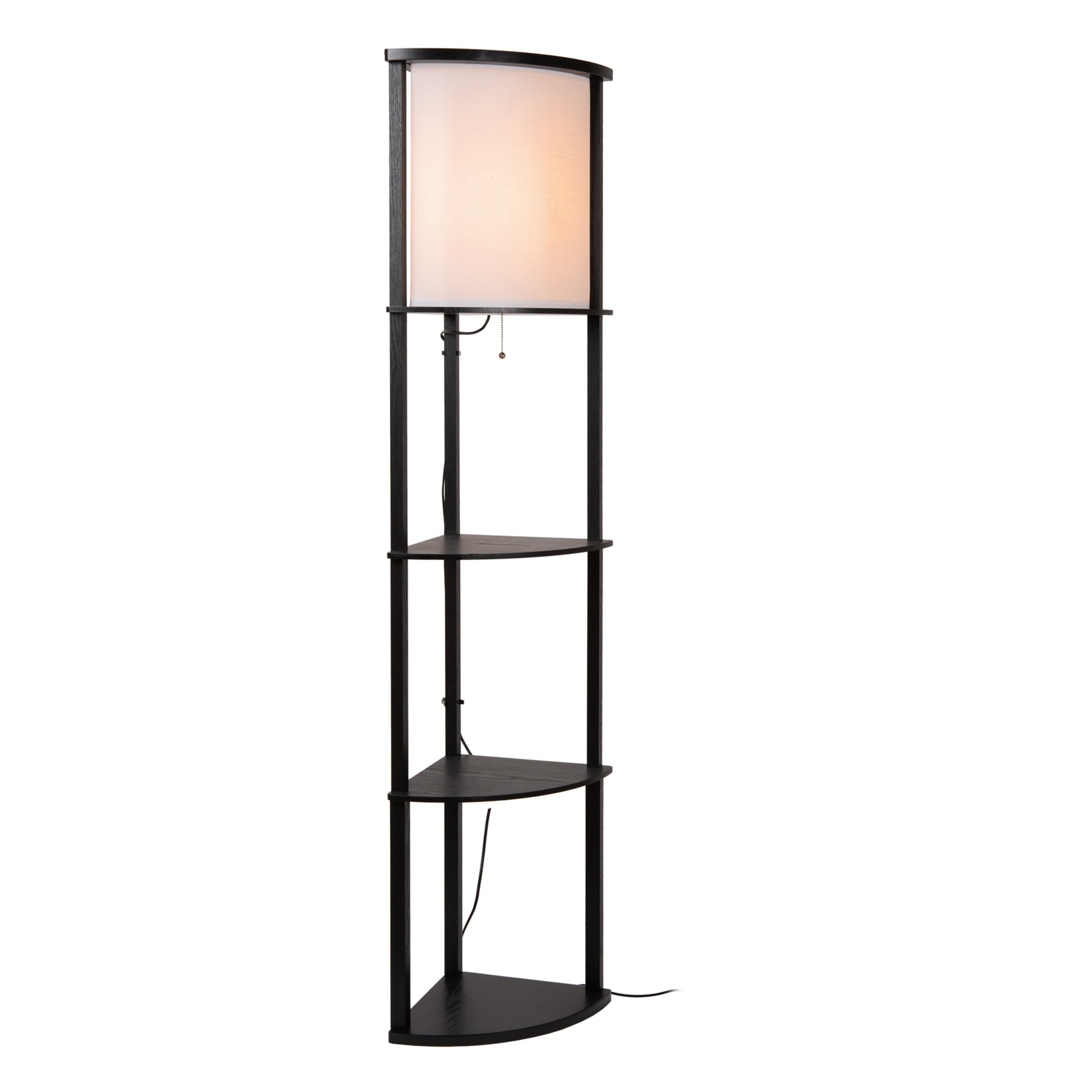 Lampe sur pied Menno, noir, coton, 162,3 cm, E27