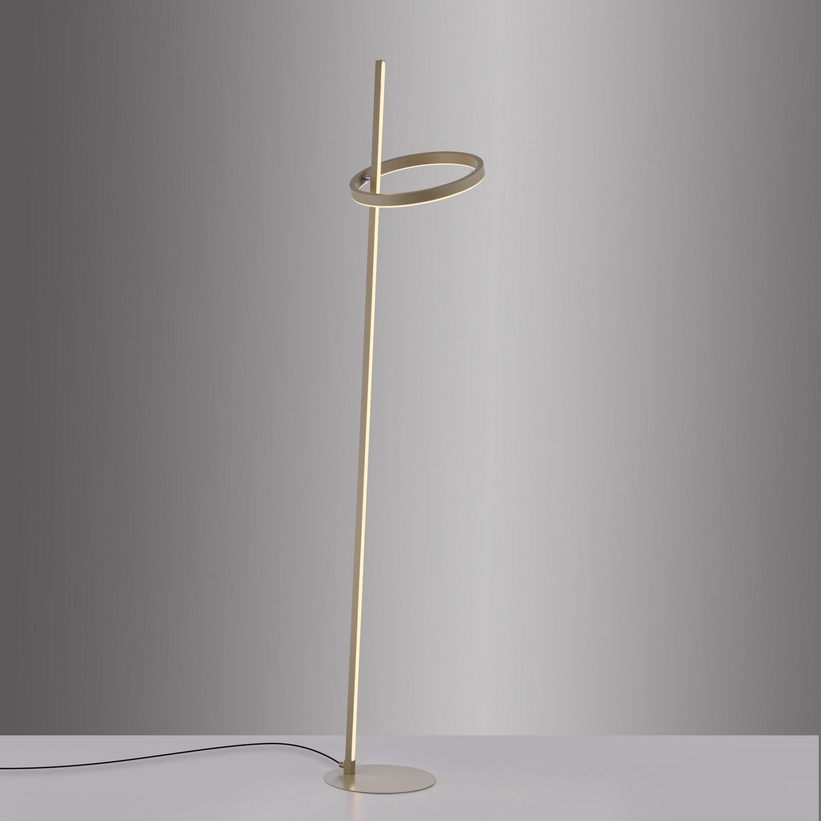 JUST LIGHT. LED vloerlamp Ritus zand, ijzer, dimmer, 3.000 K