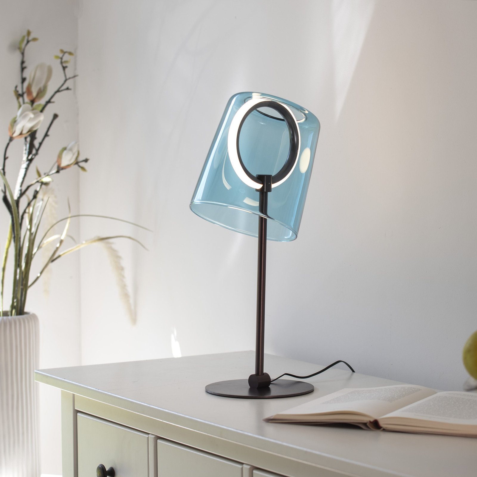 Paul Neuhaus lampe de table LED Zula, bleu, hauteur 42 cm