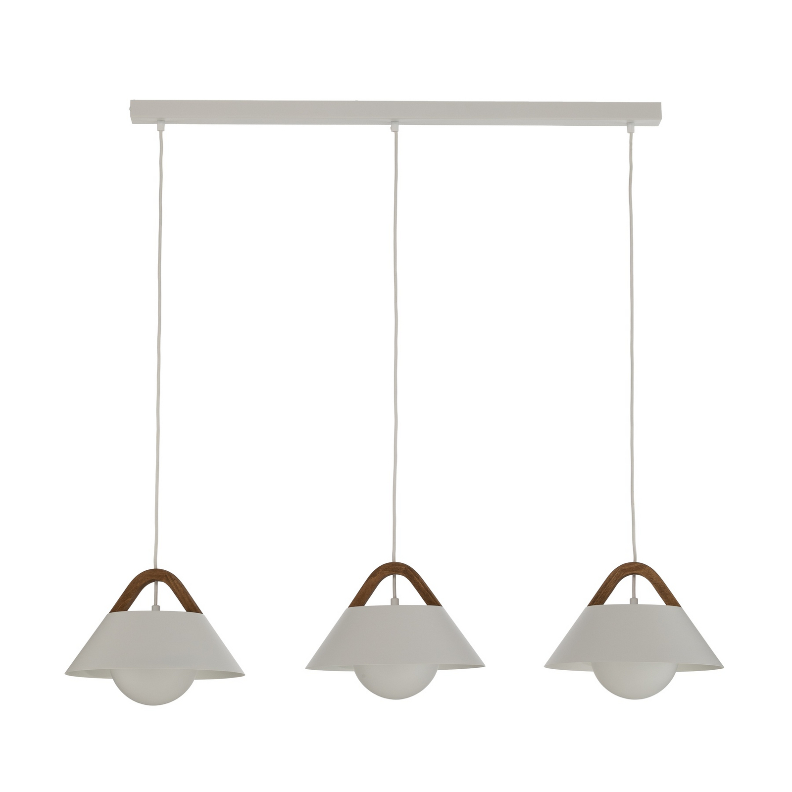 Hängeleuchte Funda, weiß, Länge 110 cm, 3-flg., Metall/Glas Hängeleuchte Funda, weiß, Länge 110 cm, 3-flg., Metall/Glas
