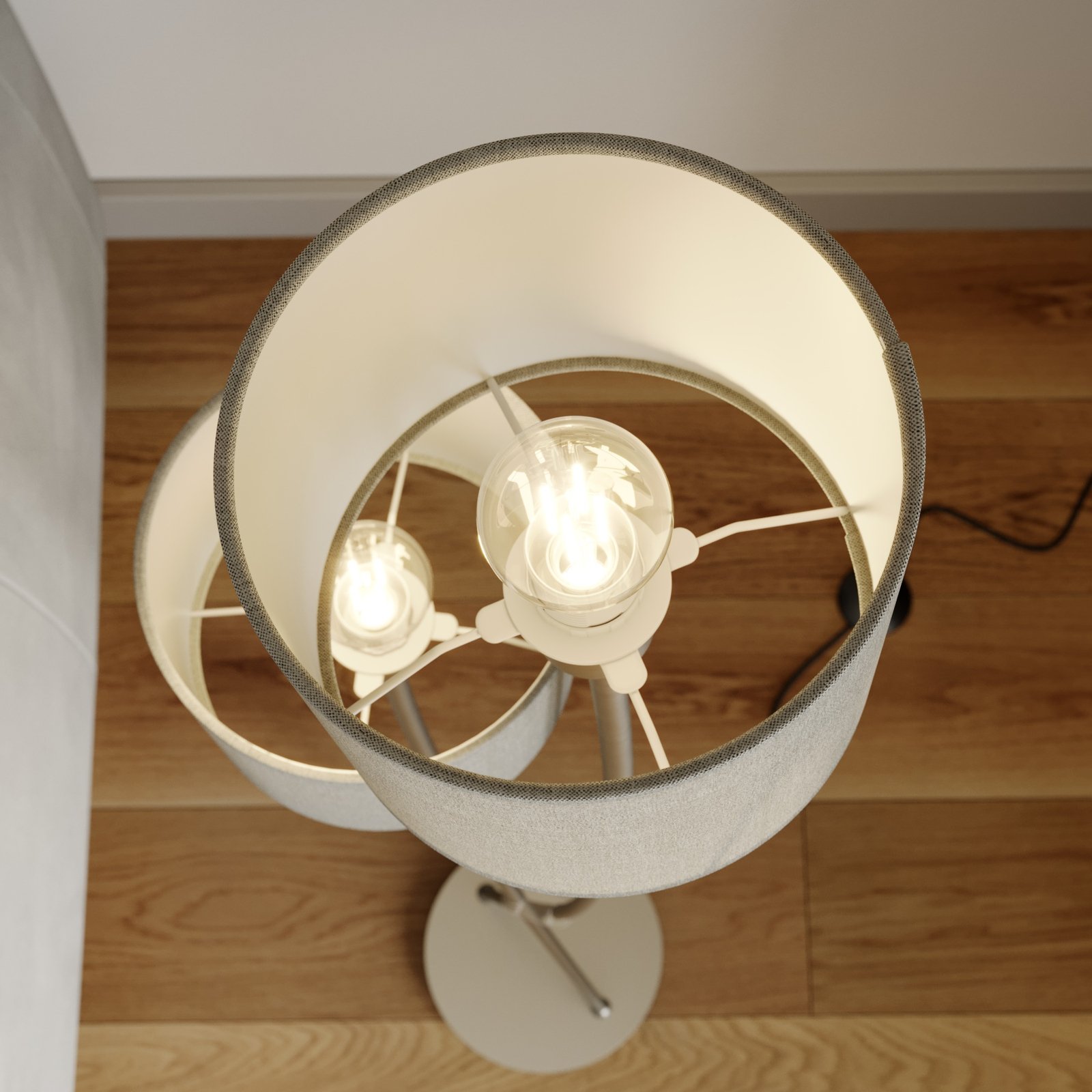 Juljana floor lamp, 2-bulb, fabric lampshades