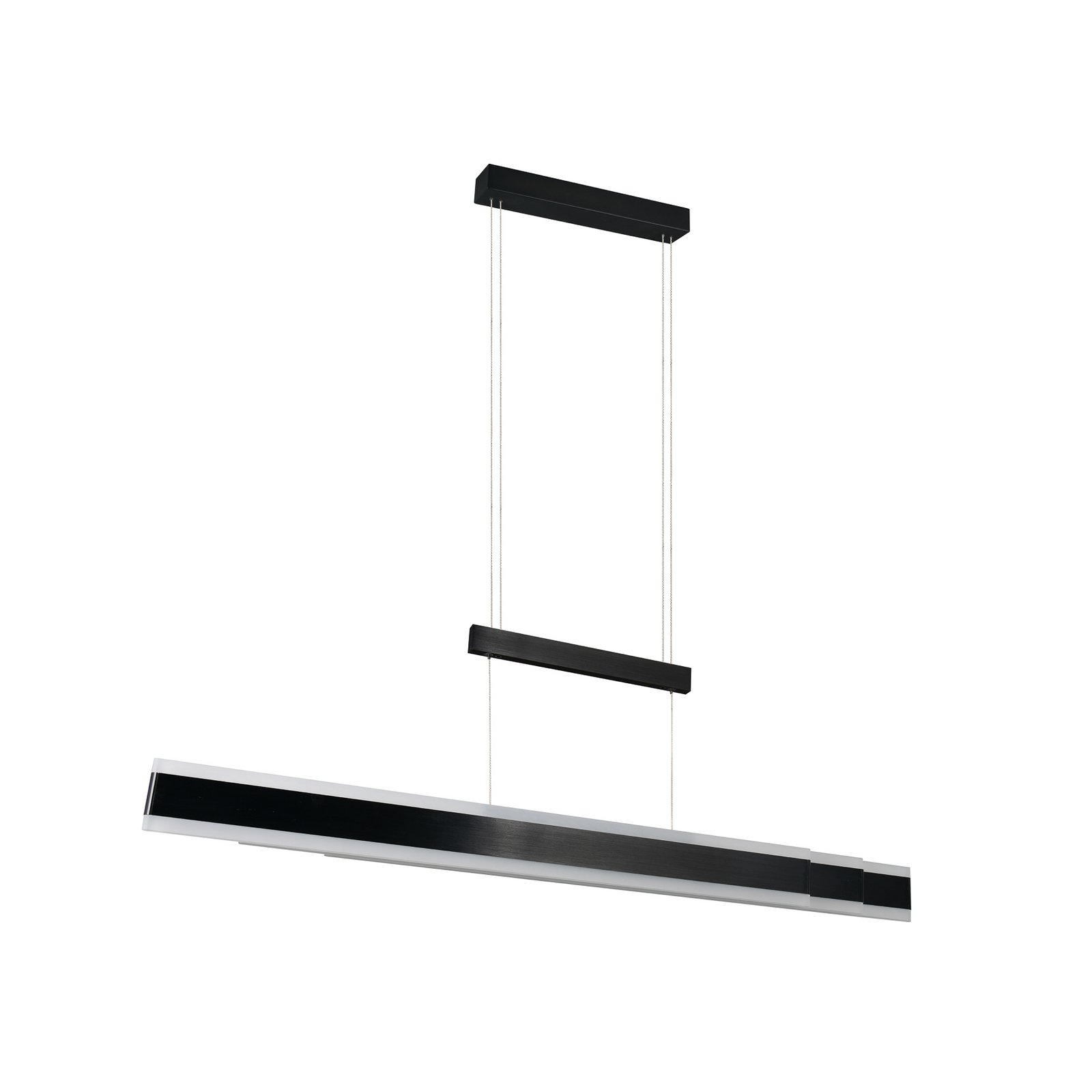 Candeeiro suspenso LED Arcola preto, comprimento 152 cm, regulador de Candeeiro suspenso LED Arcola preto, comprimento 152 cm, regulador de