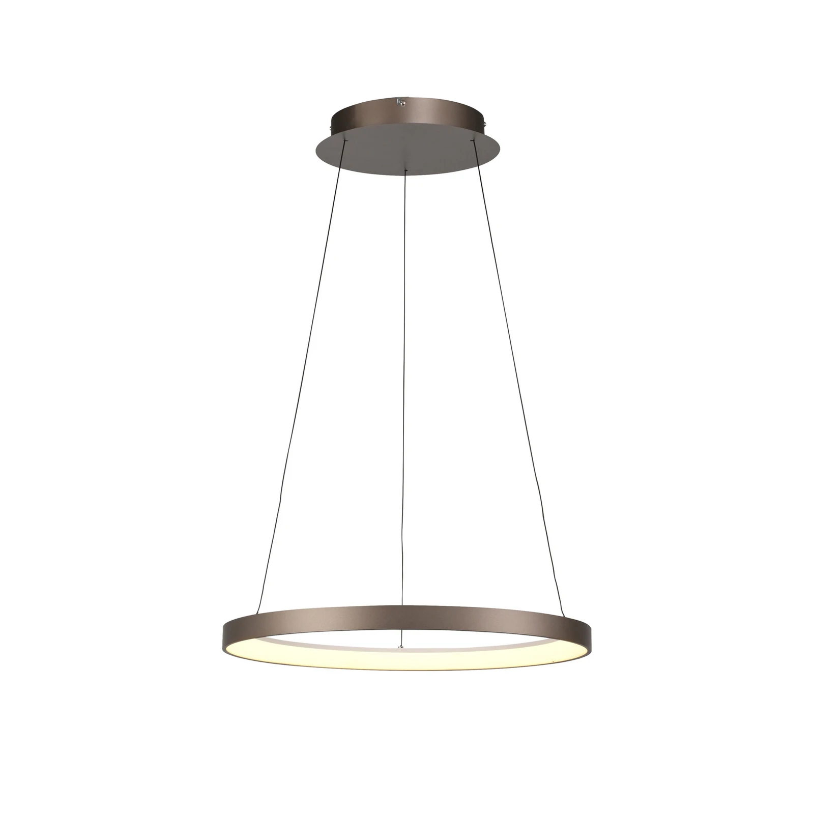 Paul Neuhaus LED-es függőlámpa Hoop, barna, Ø 57 cm, fényerőszabályzóval