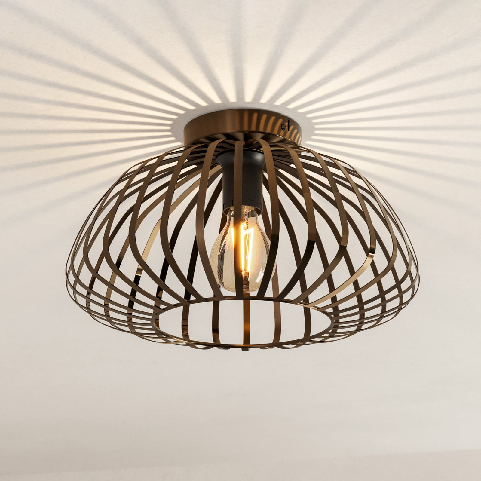 Sieninis šviestuvas Espinal, šlifuotas bronzos, Ø 39 cm, metalas E27