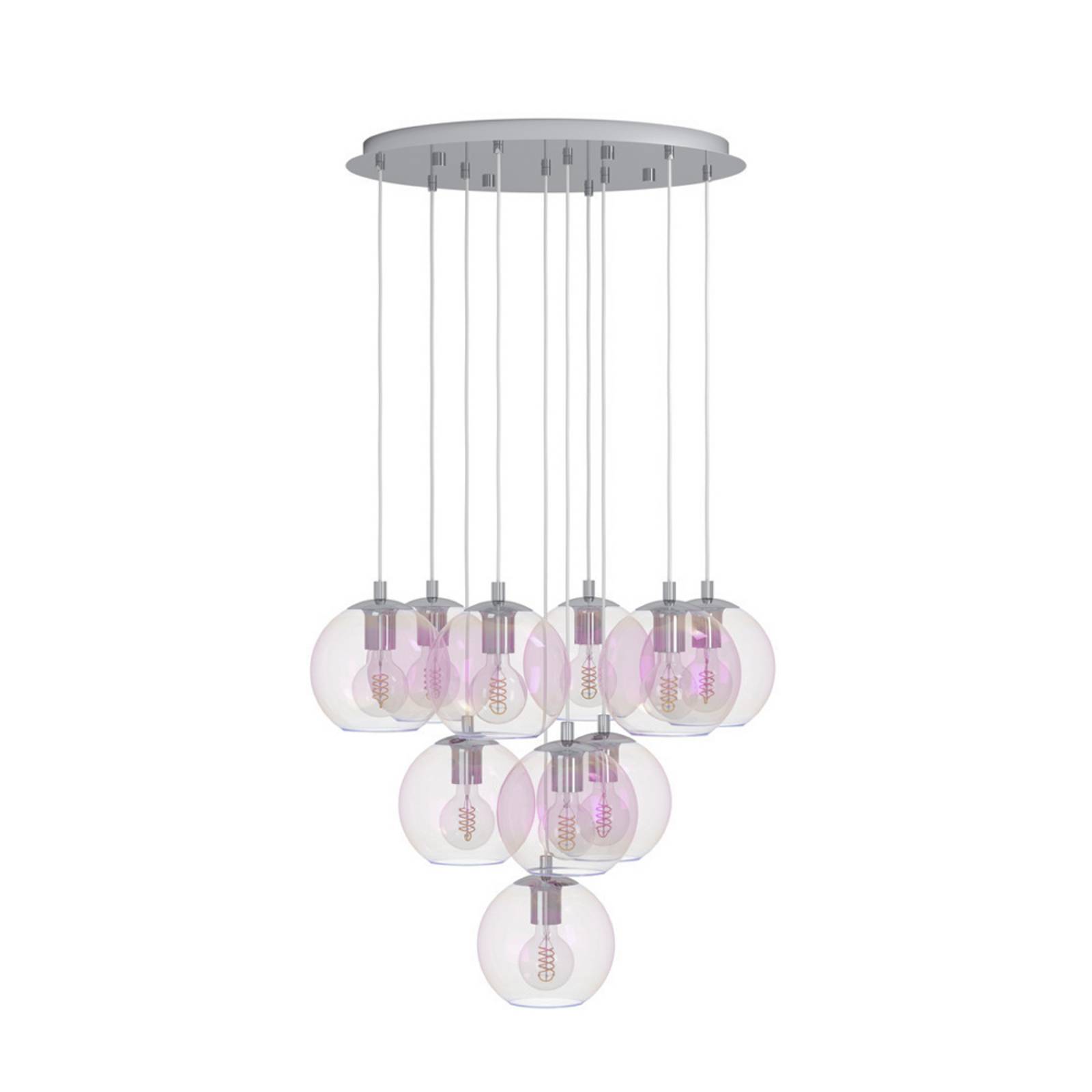 EGLO Hängelampe ARISCANI 2, Ø 65 cm 10-flg. chrom/irisierend