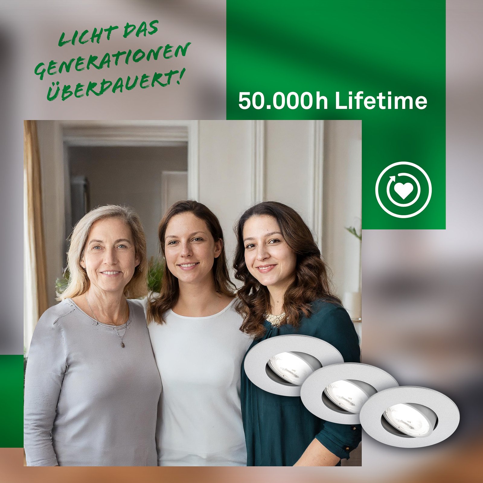 Kulana A süvistatav LED-valgusti, matt kroom, 4000K, 3 tk, komplektis