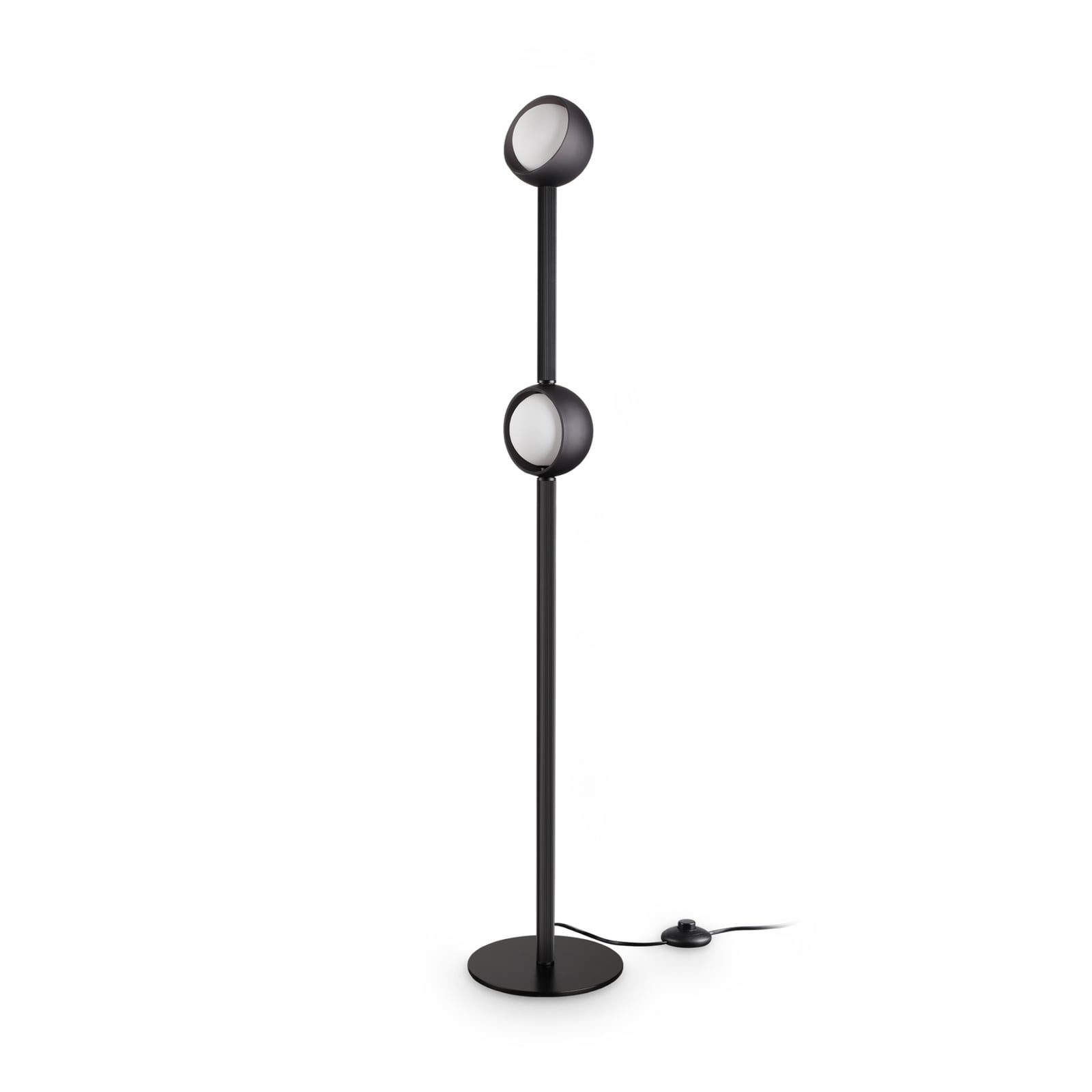 LED стояща лампа IDEAL LUX Bloom, височина 170 см, черна, с 2 лампи