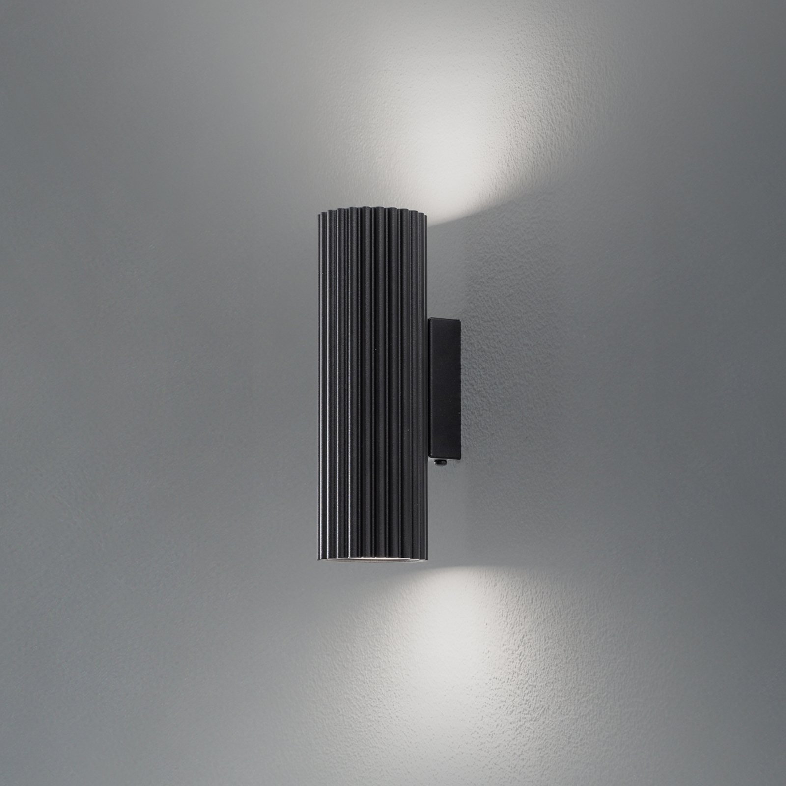 Carbon wall light, black, height 20 cm, aluminium, 2-bulb.
