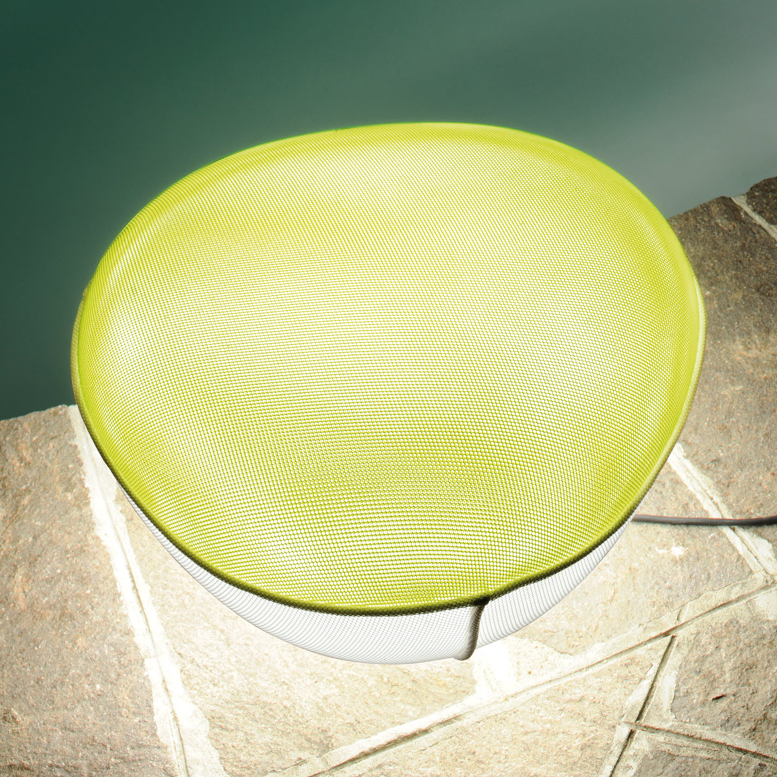 Oluce Outdoor decorative light Pill-Low white-green, polyethylene, fabric, E27, 25 W, energy efficiency: A, H: 33 cm