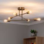 Taklampe Flower 176, 6 lyskilder, antikk gull