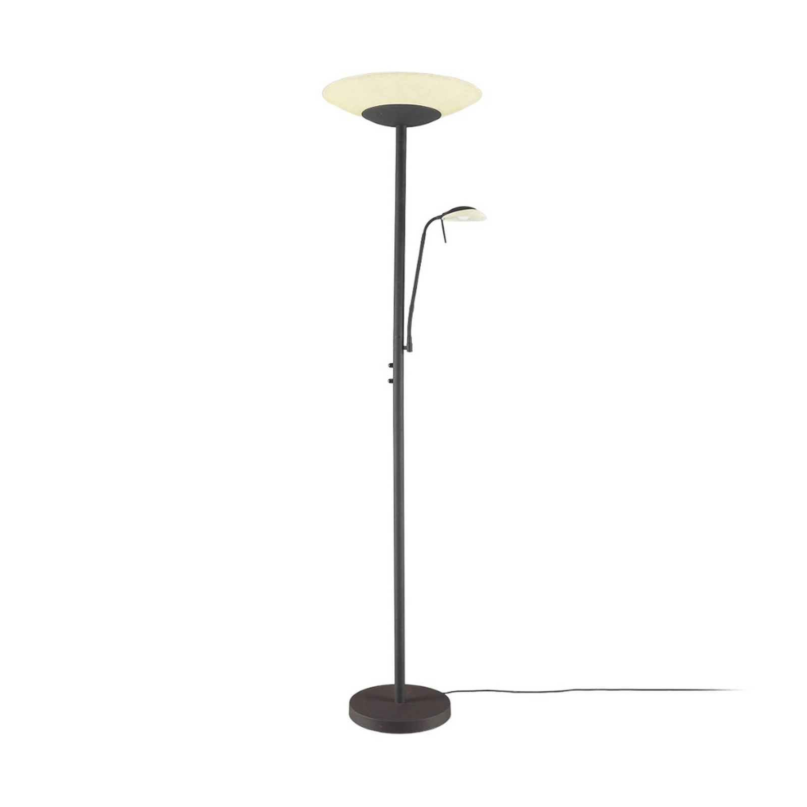 Lindby LED-Stehlampe Ragna, Leselicht, dunkelbraun, dimmbar