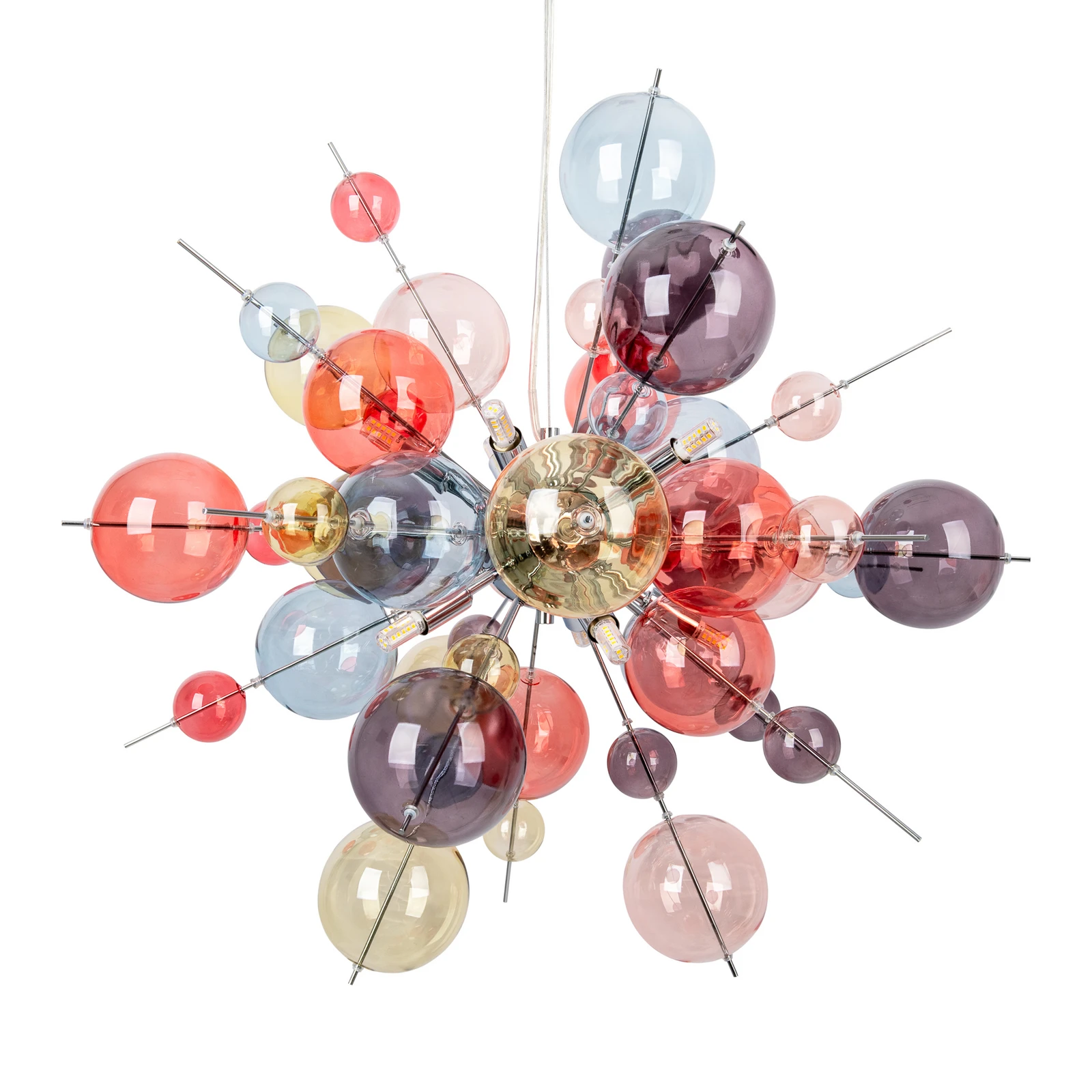 Hängeleuchte Explosion, Ø 65 cm, Glas, Pastell-bunt, G9