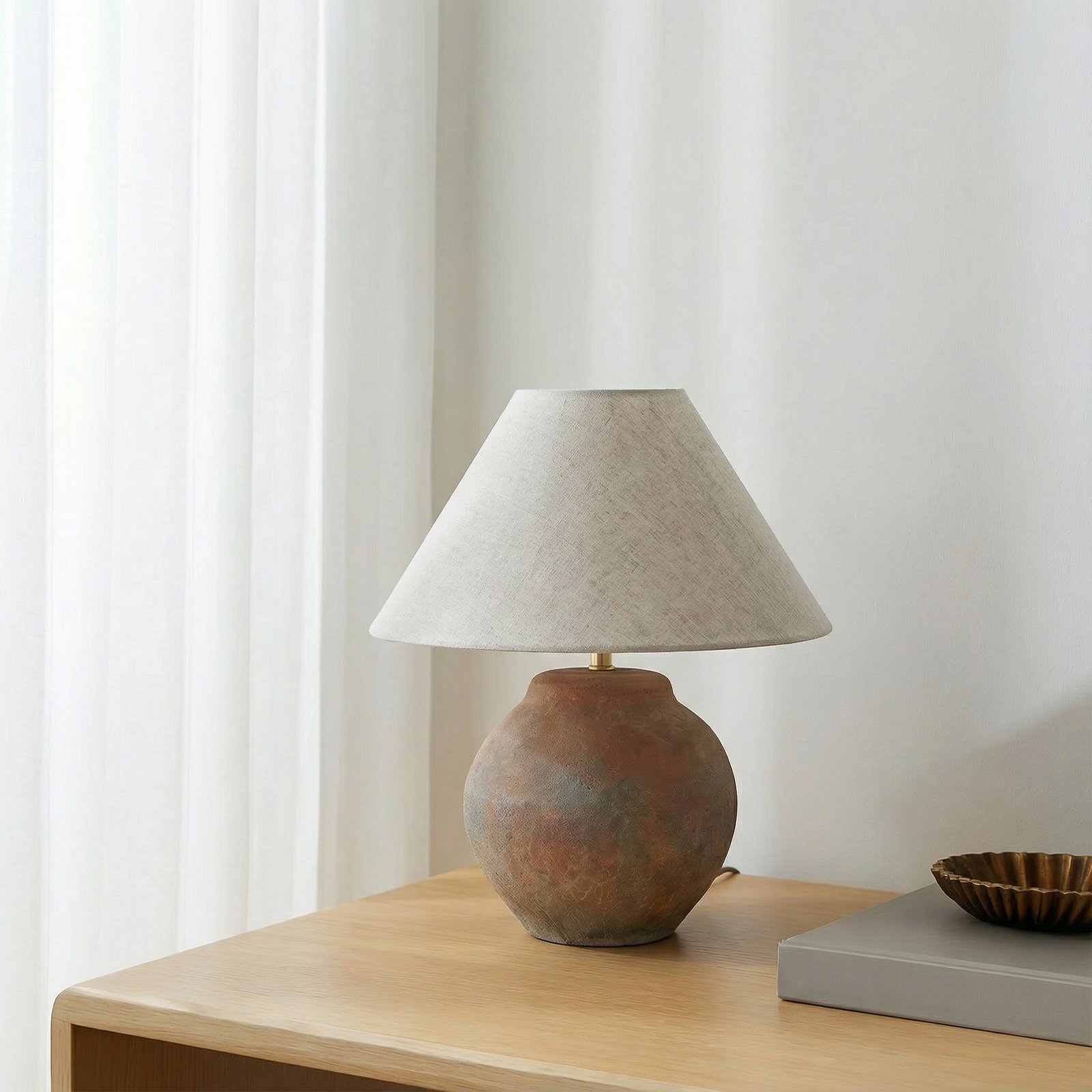 Stolní lampa Lucande Thalorin, výška 39 cm, hnědá, keramika Stolní lampa Lucande Thalorin, výška 39 cm, hnědá, keramika